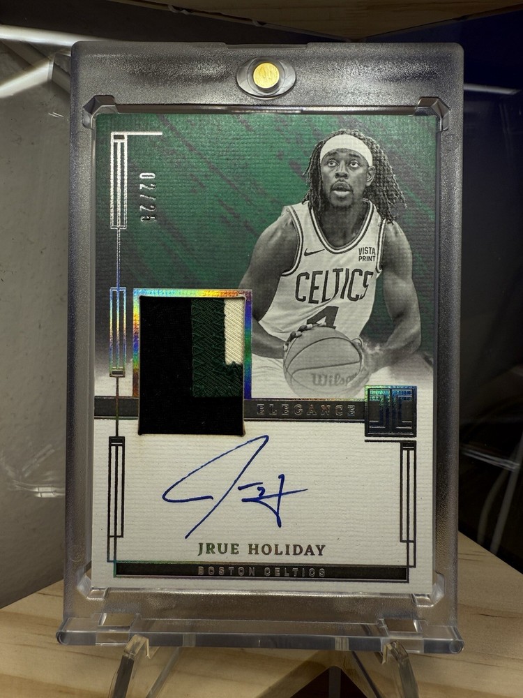 2023-24 JRUE HOLIDAY Celtics Patch Auto Impeccable On Card Game Worn 3 Color /25