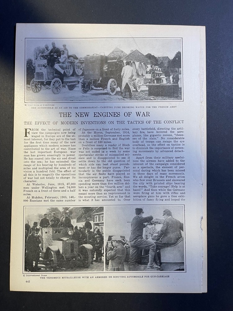 1914 New Engines of War World War I Airplanes Automobile Dirigible Howitzer