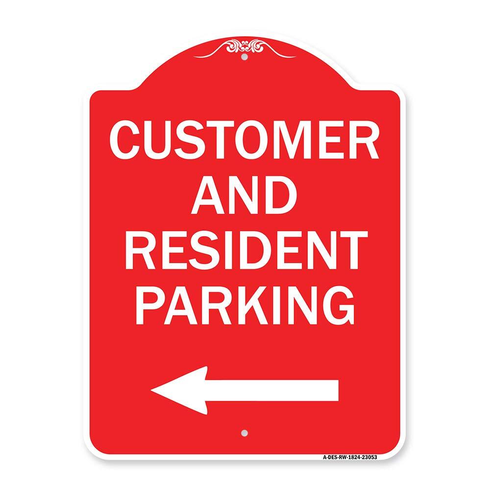 Designer Series Sign - Reserved Parking Sign Customer and Visitor Parking (wi...