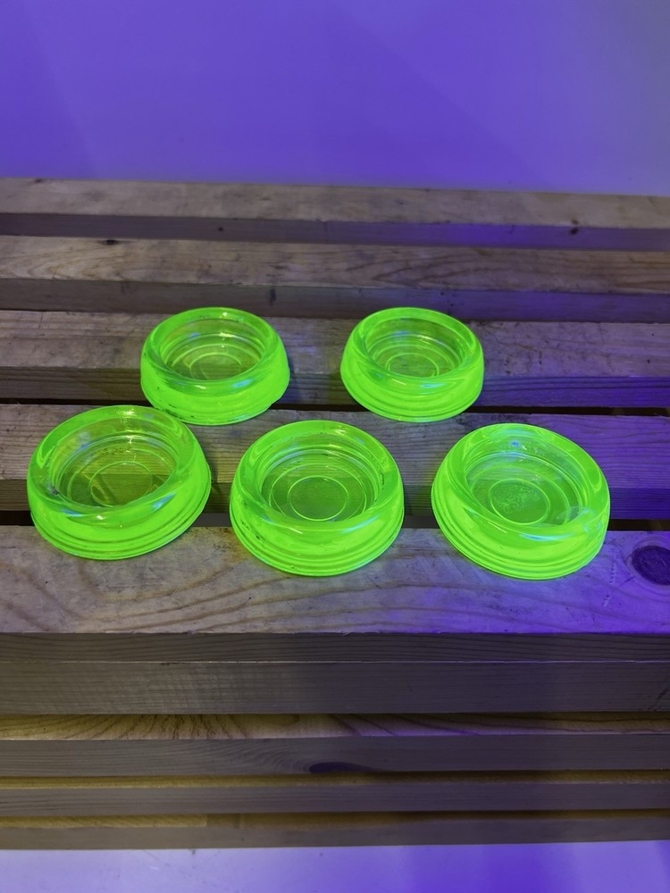 Vintage Green Uranium Glass Coasters Set of 5 for Furniture Protection