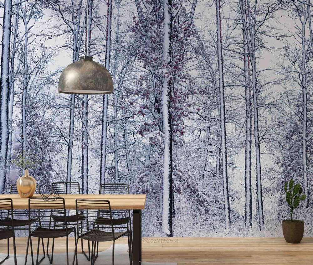 3D Forest Snow Winter Landscape Wall Murals Wallpaper Murals Wall Sticker