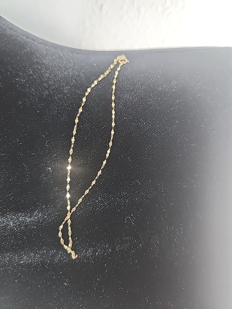 Real 10k Yellow Gold 1.4mm Forzantine Cable Chain Ankle Bracelet W Gift Box