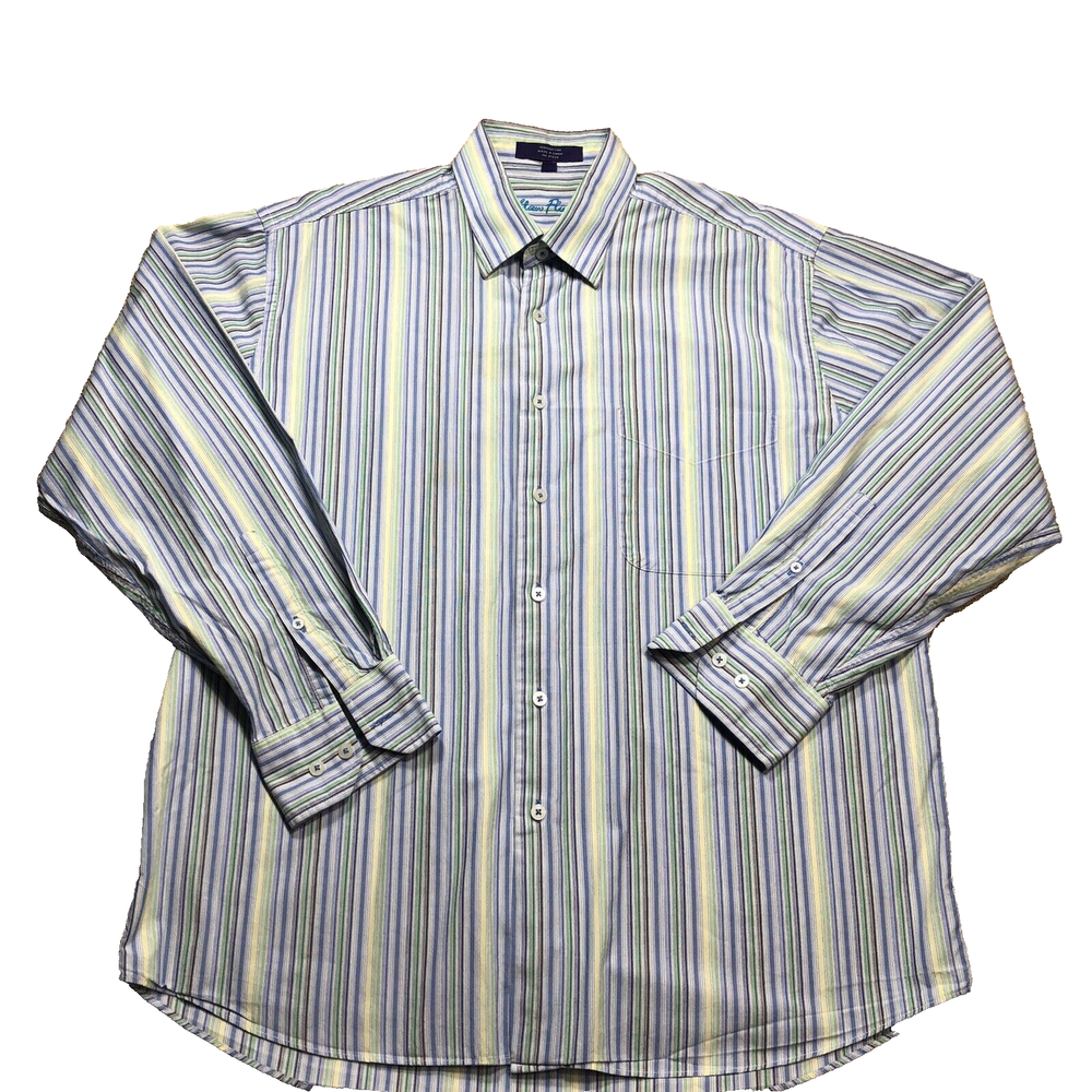 Alan Flusser Button Shirt Men  L  Multicolor Vertical Striped Long sleeve