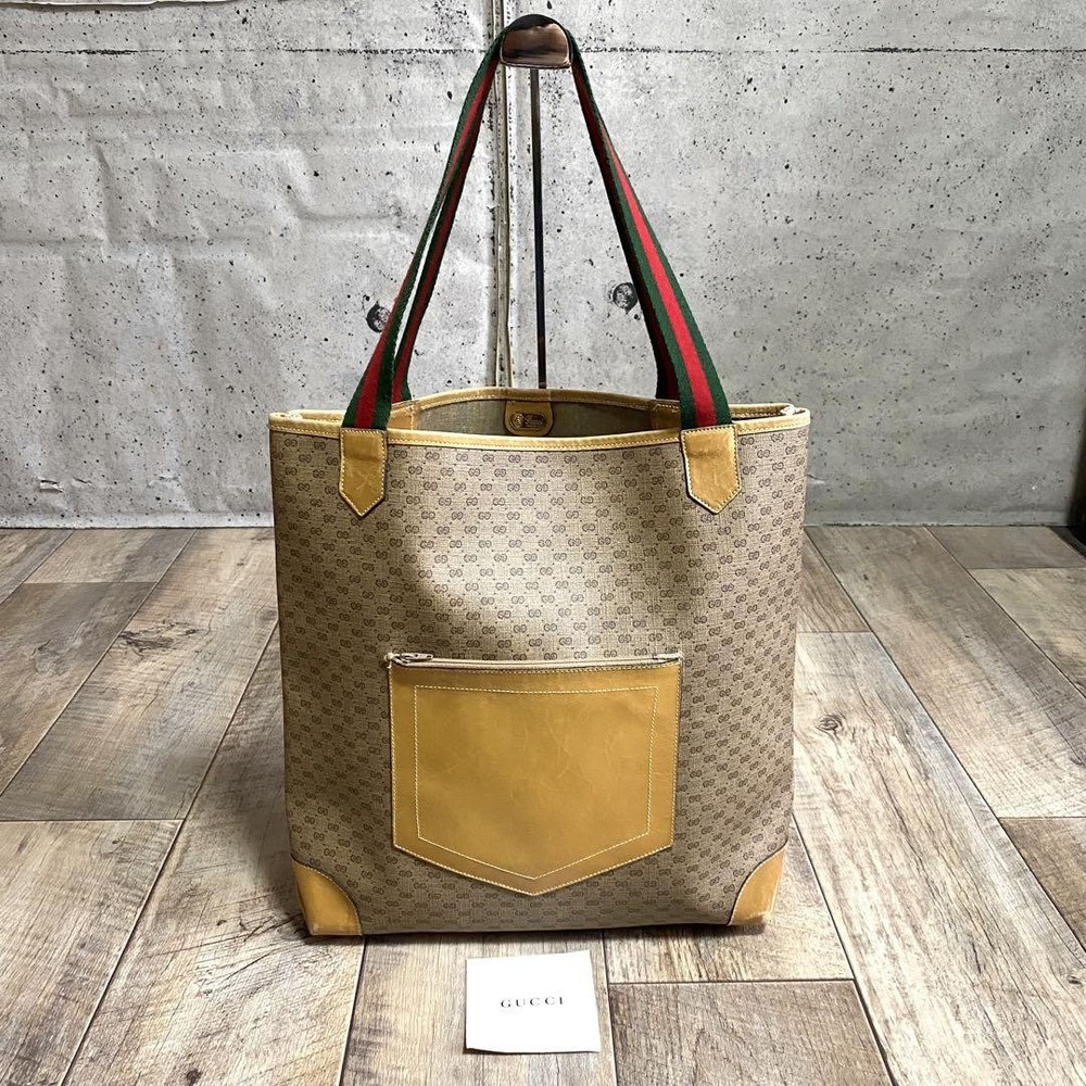 Gucci Micro GG Leather Tote Bag Sherry Line Handbag New Luxury Designer