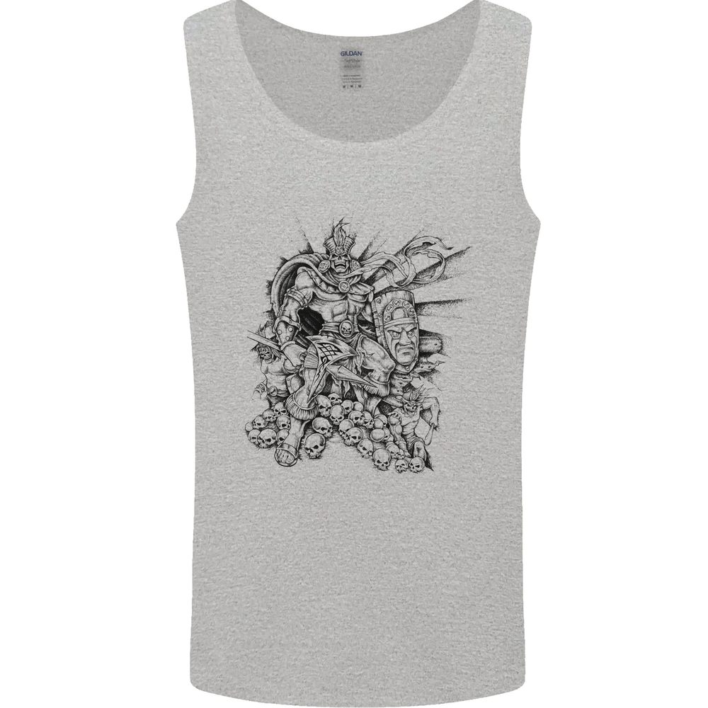 Inca Warrior Skull Gym Martial Arts MMA Axe Mens Vest Tank Top