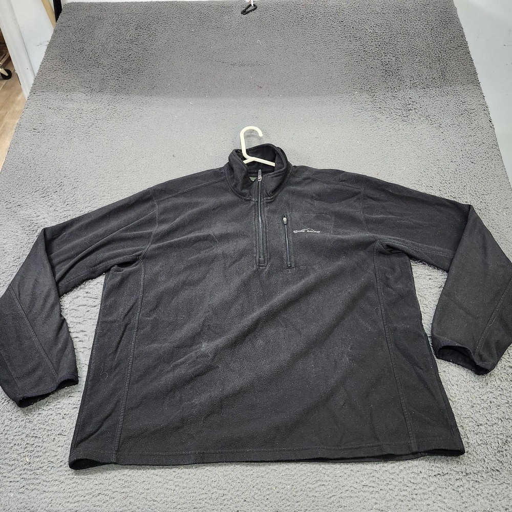 Eddie Bauer Jacket Mens XL Black Fleece 1/4 Zip Pullover Outdoor Hiking