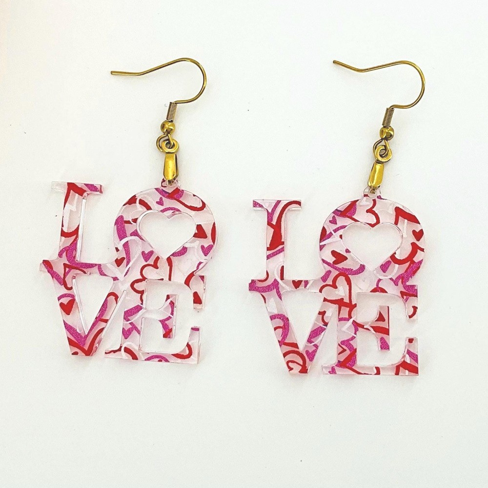 Love Earrings for Valentines, Teacher Gift for Girlfriend, Valentine Jewelry,