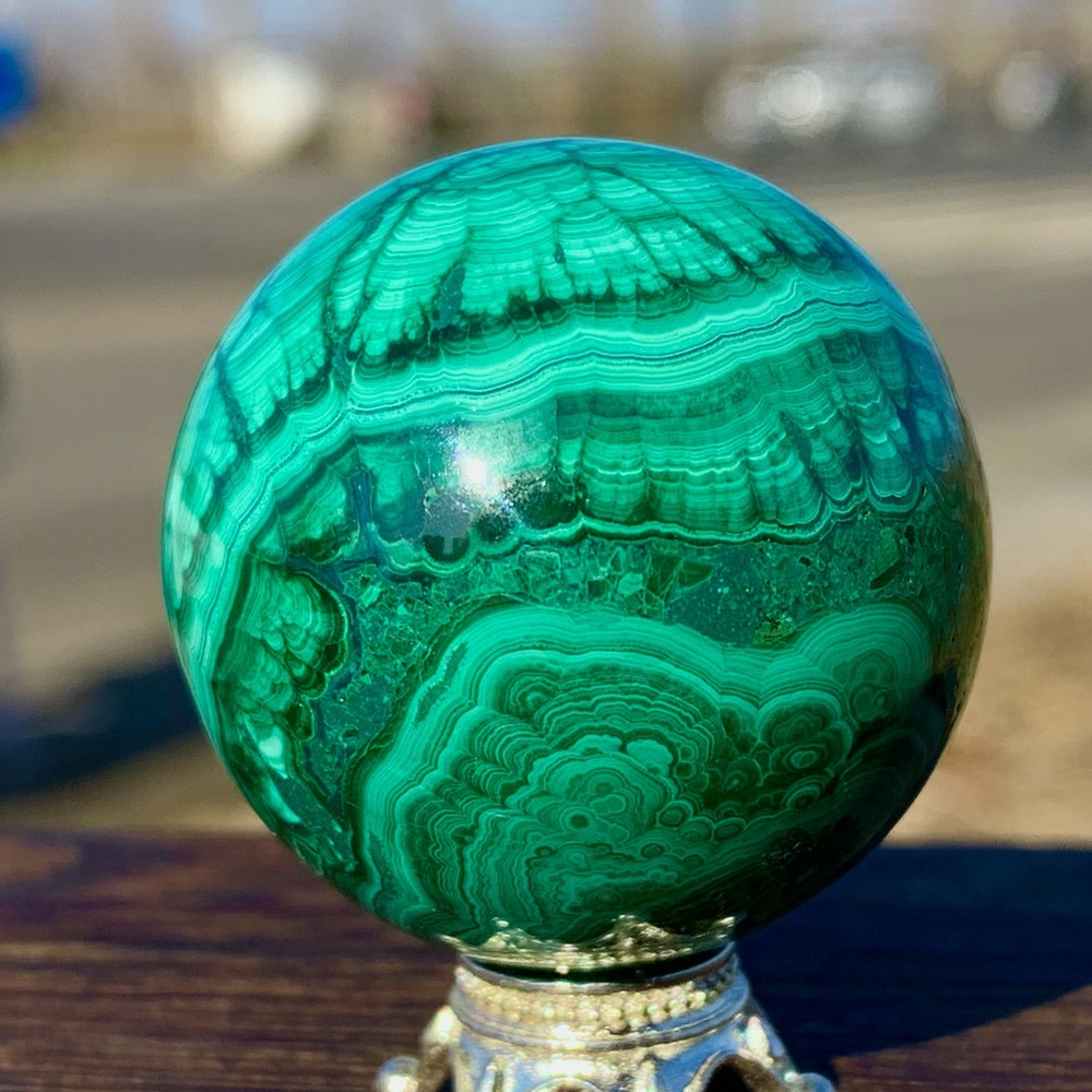 72G Natural glossy Malachite ball transparent cluster rough mineral sample