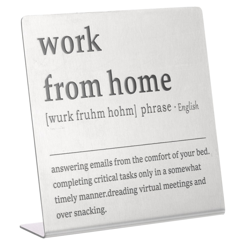 Funny WFH Silver Nameplate Desktop Sign for Office Humor