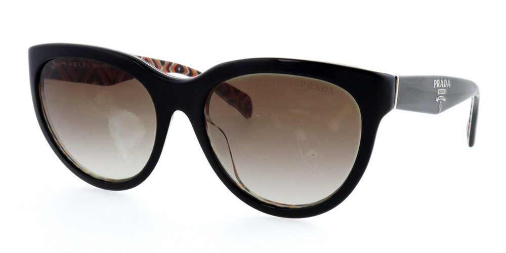 Prada SPR05P MAS-0A7 55mm Black Mosaic Acetate Oversized Sunglasses Made in Italy