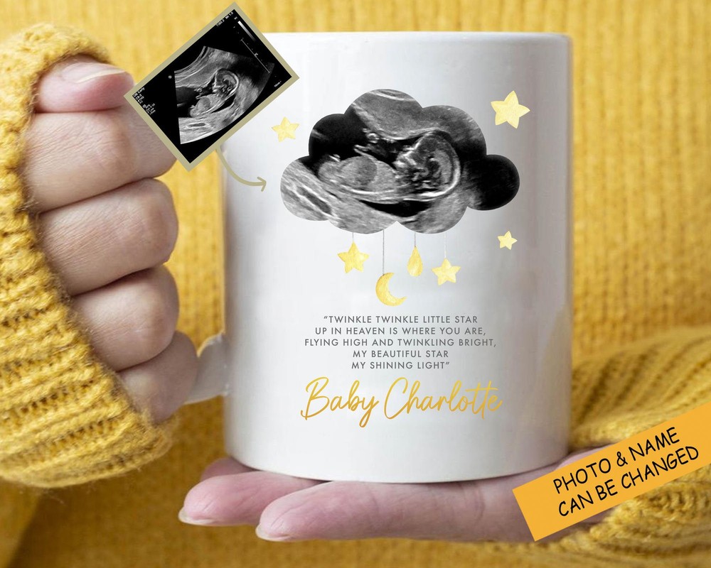 To The Moon And Back Personalized Mug Custom Sonogram Photo Gift New Parents Mug