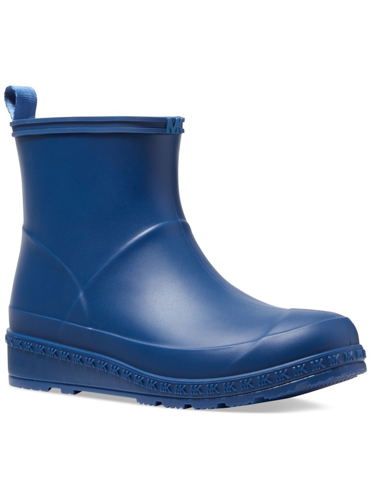 MICHAEL MICHAEL KORS Womens Blue Back Pull-Tab Mac Round Toe Wedge Rain Boots 9