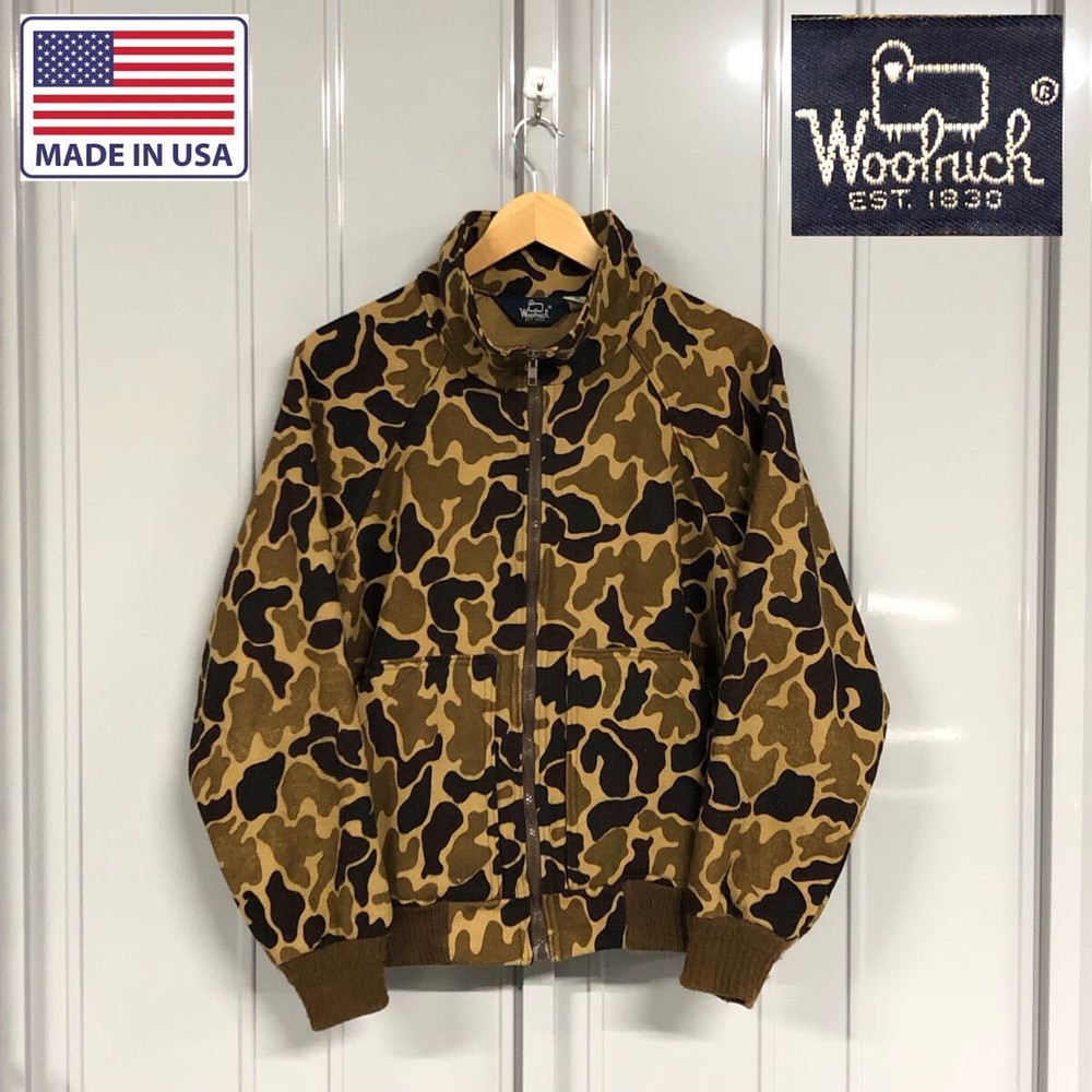 Woolrich 90s Wool Blouson Camouflage Camo Vintage Jacket Duck Jumper Size M