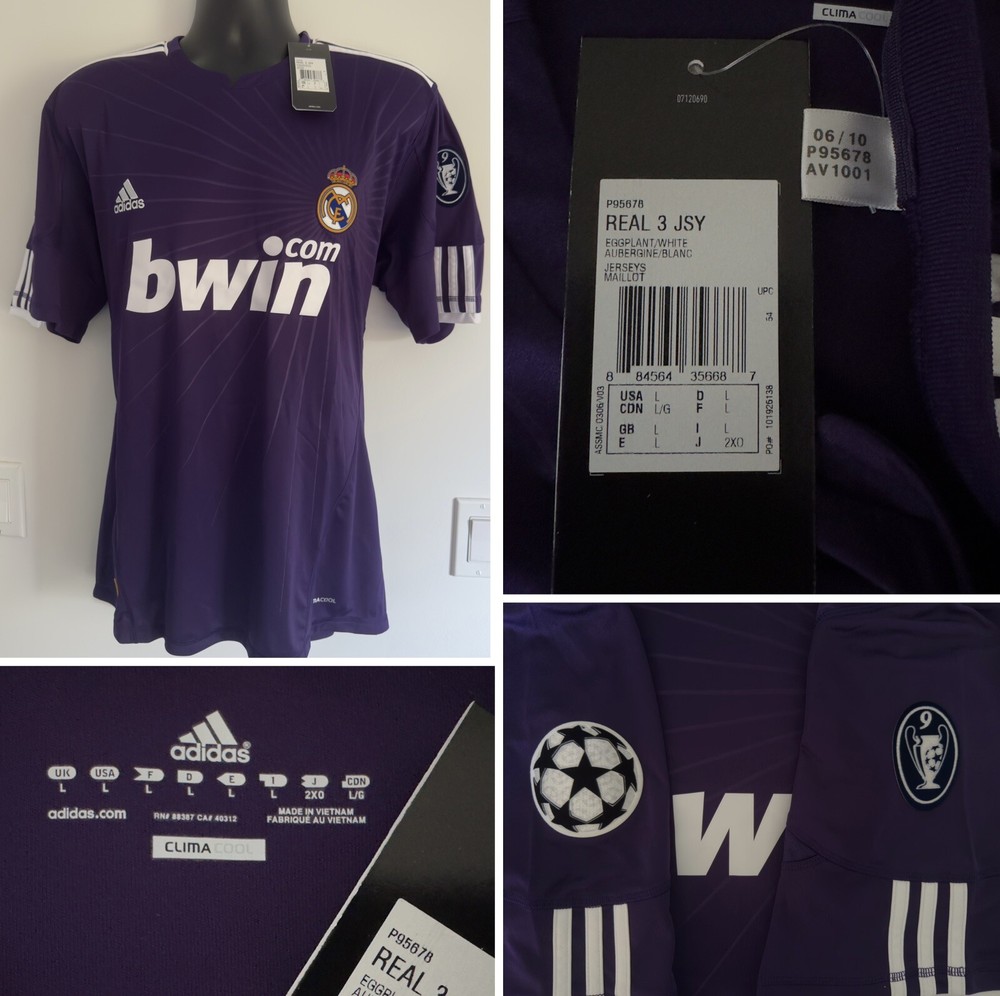 LARGE BNWT Real Madrid 2010/11 Third Jersey Shirt 10/11 3rd Top Kit Ronaldo Era