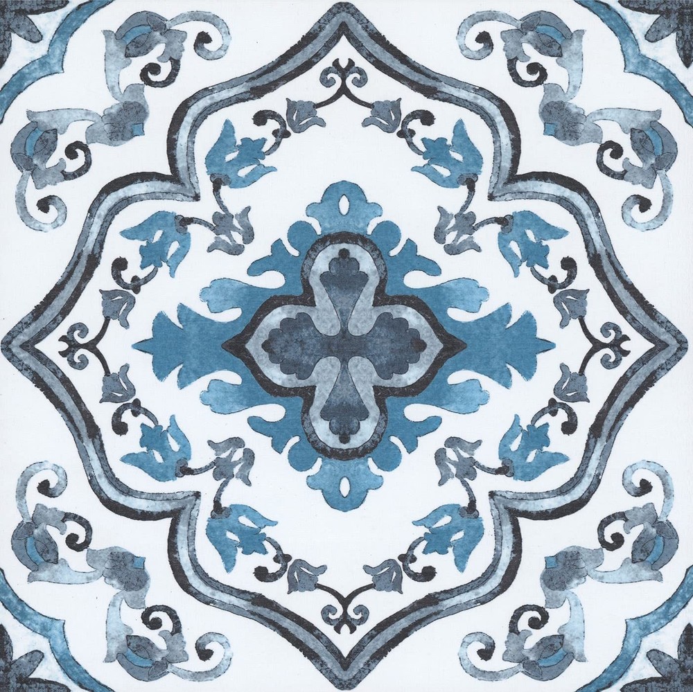 FloorPops FP3932 Marrakesh Peel & Stick Floor Tiles, Blue