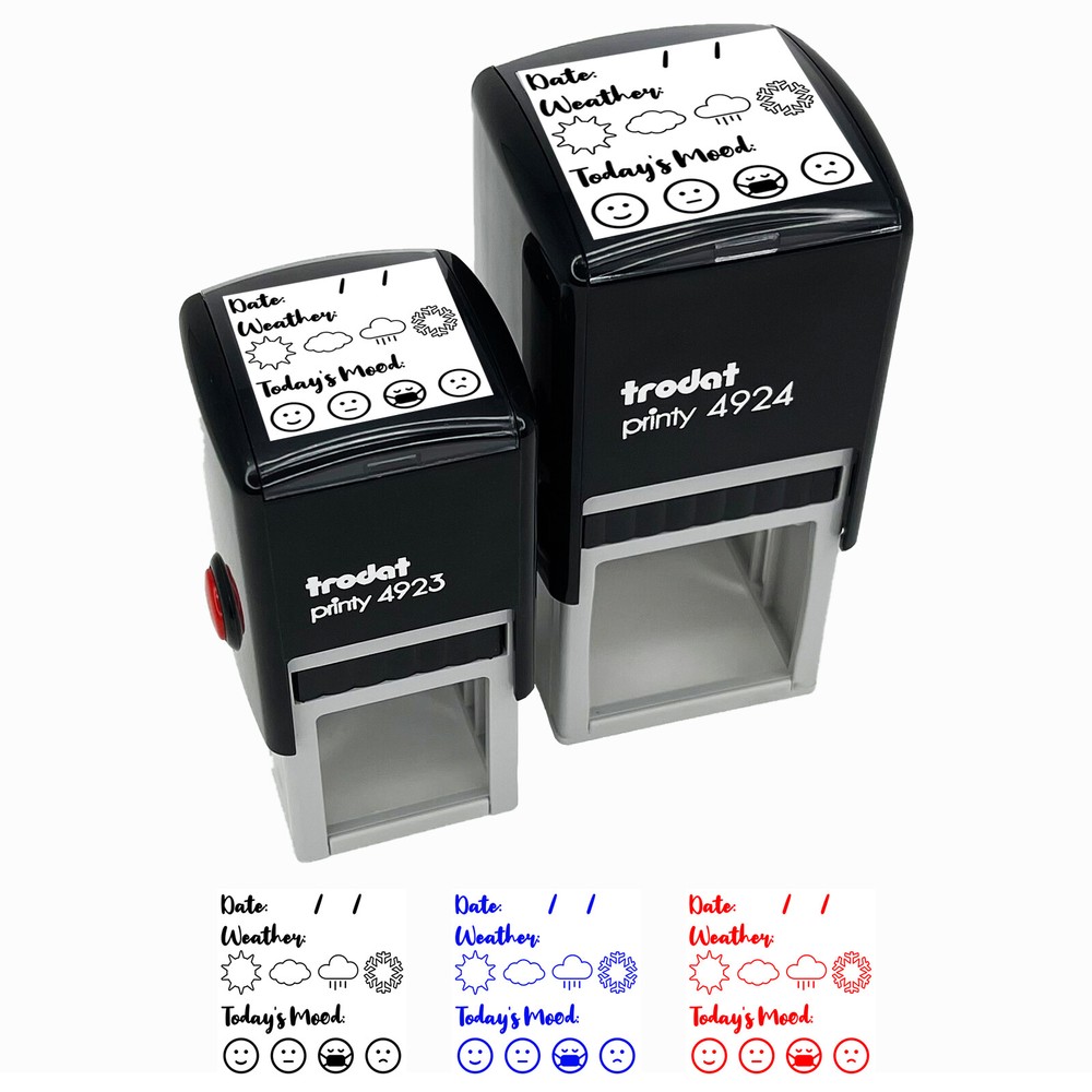 Date Fill-In Weather Mood Tracker Calendar  Self-Inking Rubber Stamp Ink Stamper