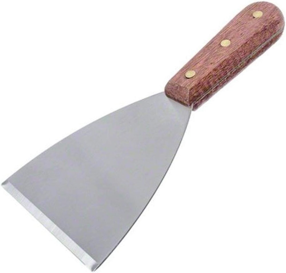 Stainless Steel Wide Blade Pan Scraper with Wooden Handle