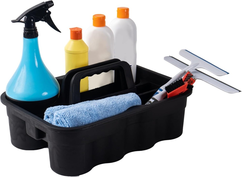 Plastic Storage Basket with Handle for Tools Supplies and Cleaning Caddy Organizer