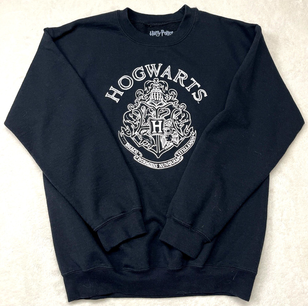 Harry Potter Hogwarts Crest Black Pullover Crewneck Sweatshirt Size M
