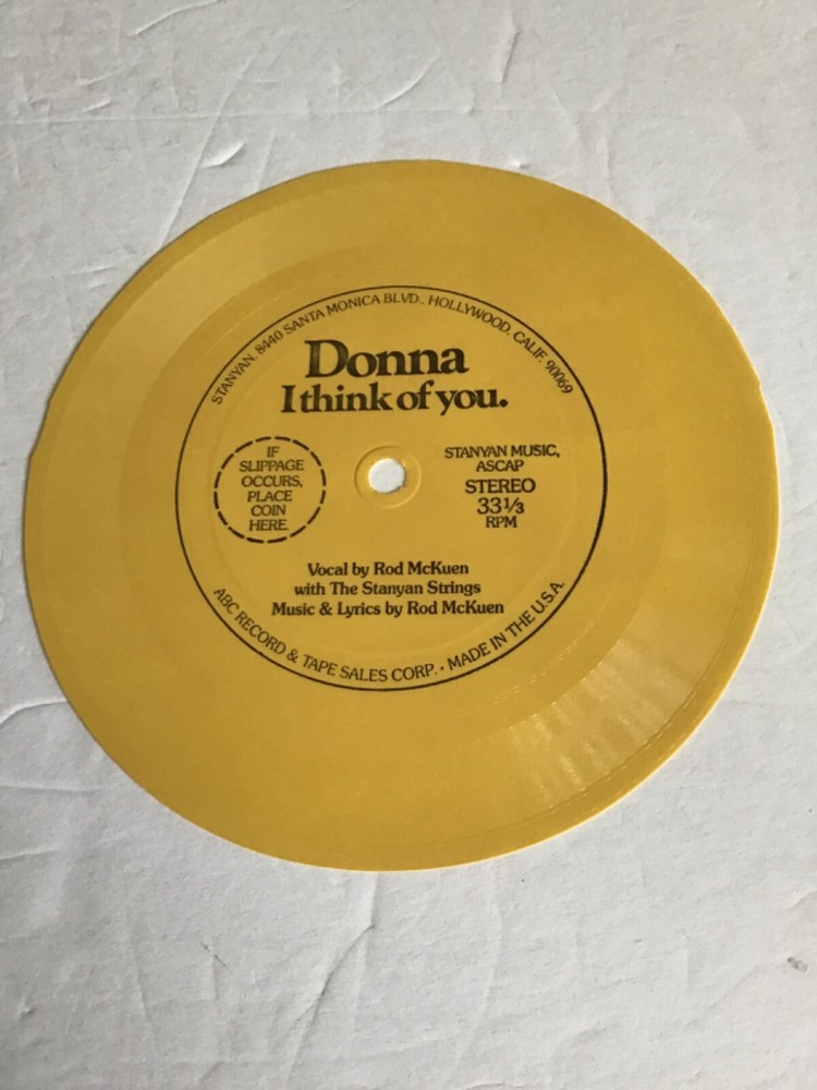AS190 33RPM Rod McKuen Oddity DONNA I think of you 6” flexi disc Stanyan  RARE