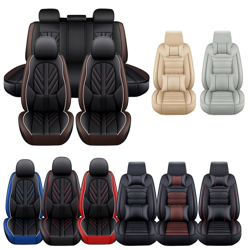 Luxury Universal 5-Seat Car Seat Cover Set Full Leather Front Rear Cushion