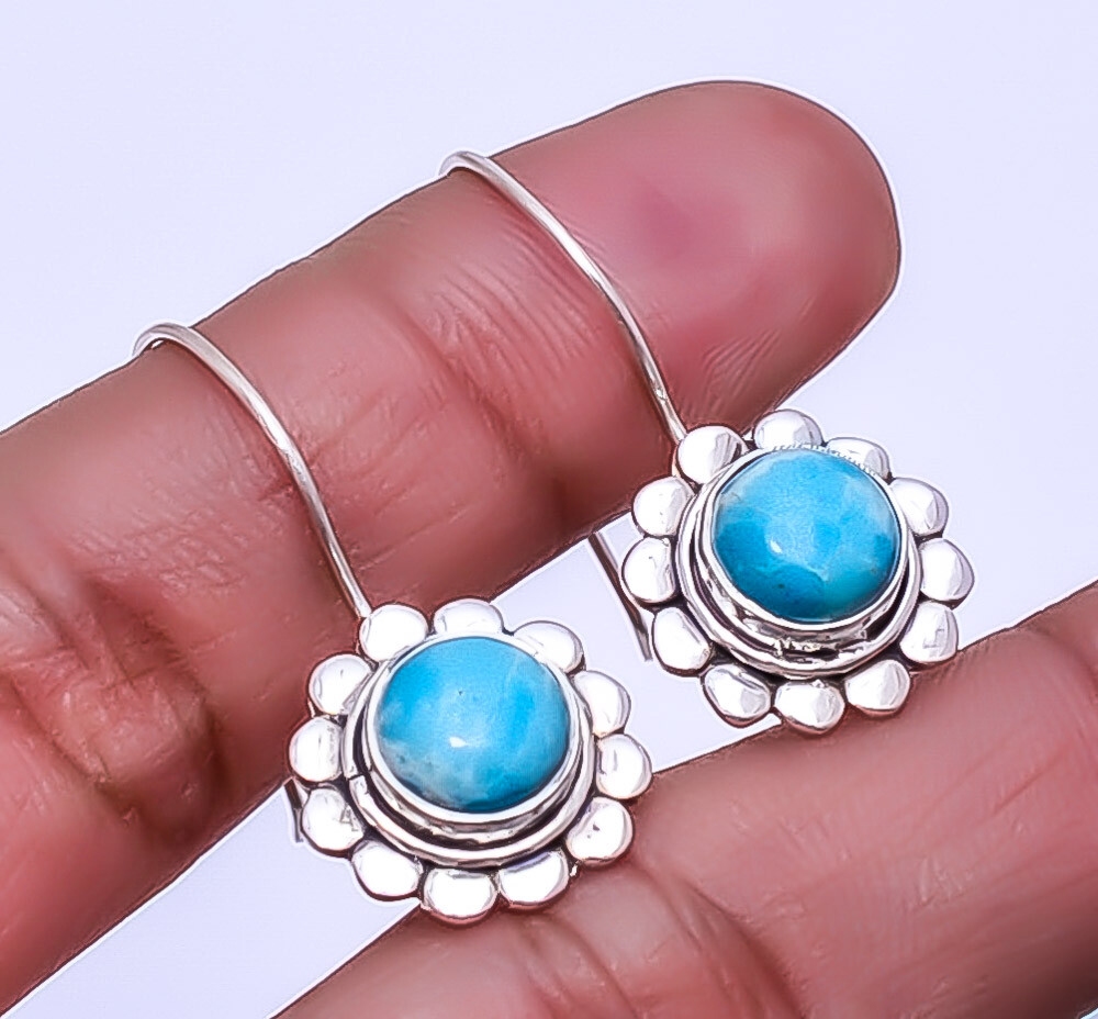 Larimar 925 Sterling Silver Bali Earring 1.17
