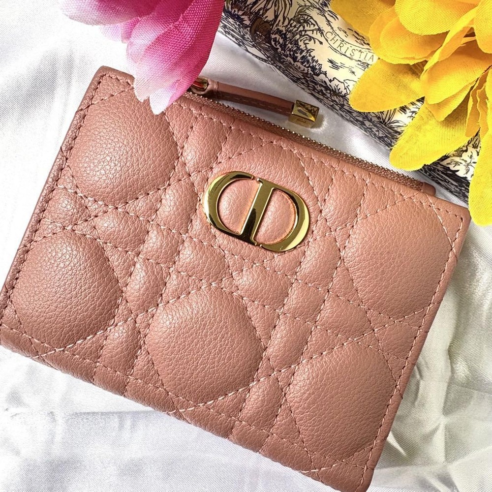 Dior Dahlia Divin Pink CD Logo Luxury Folding Wallet Card Holder Pre-Owned