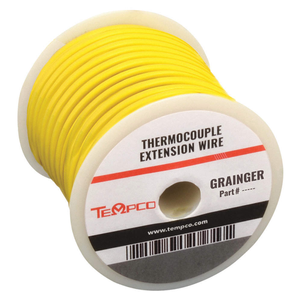 TEMPCO TCWR-1021 Thermocouple Ext Wire,KX,24AWG,Yel,100ft 3AGF9