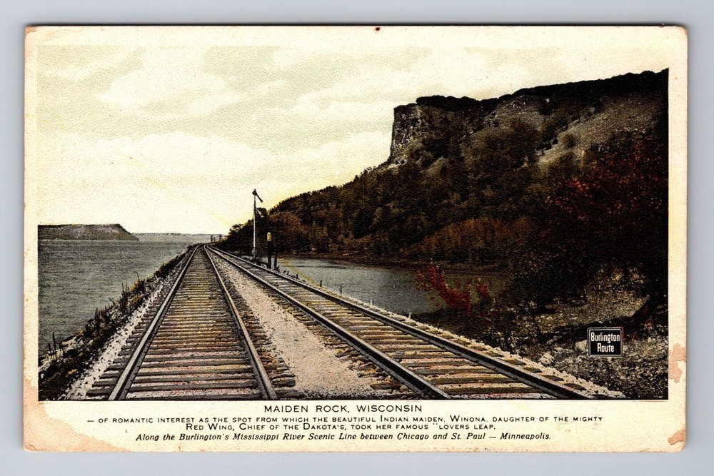 Maiden Rock WI-Wisconsin, Train Tracks, Vintage Postcard