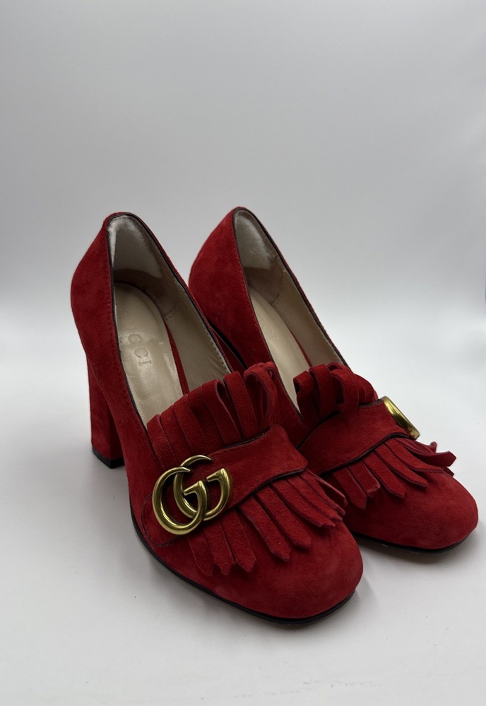 GUCCI Marmont Suede Pump in Red - Women's Size 37