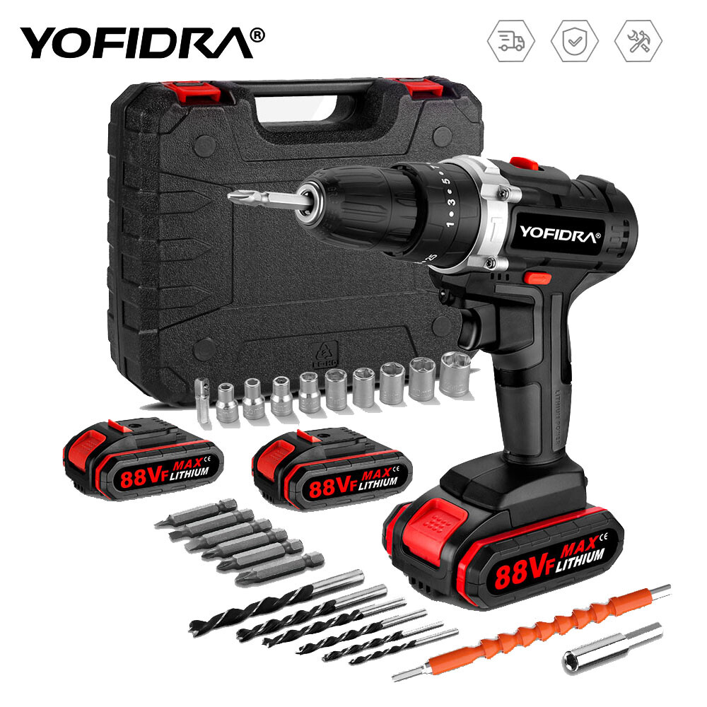 Cordless Impact Driver Hammer Drill Combo Kit with 2 Li-ion Battery & Charger