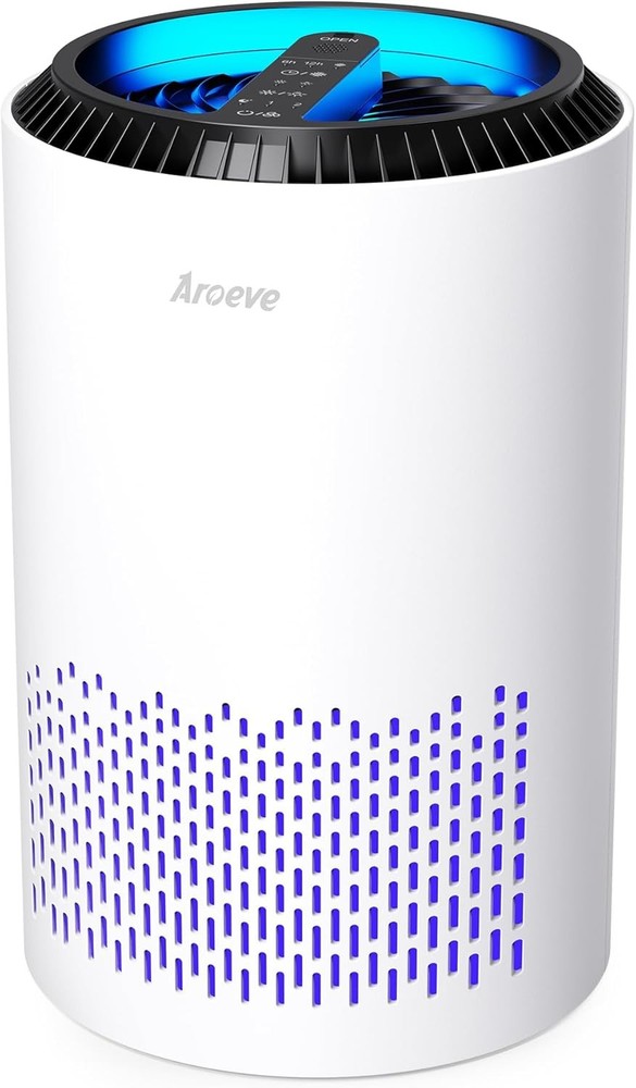 AROEVE MK01 Air Purifier for Bedroom Home 3-Layer Filter Smoke Pollen Odor White
