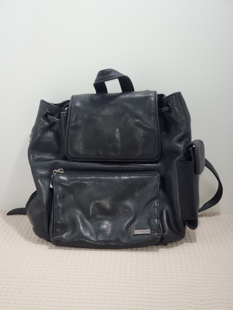 El Portal Black Backpack Leather