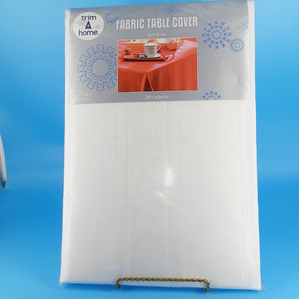 TRIM A HOME New Satin Stripe Polyester Tablecloth Oblong 60X102