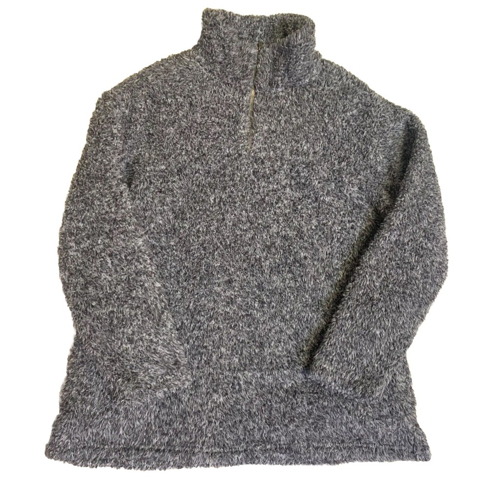 Roolee Fuzzy Womens Fleece Sweatshirt Size Large Grey 1/4 Zip Pullover Athletic