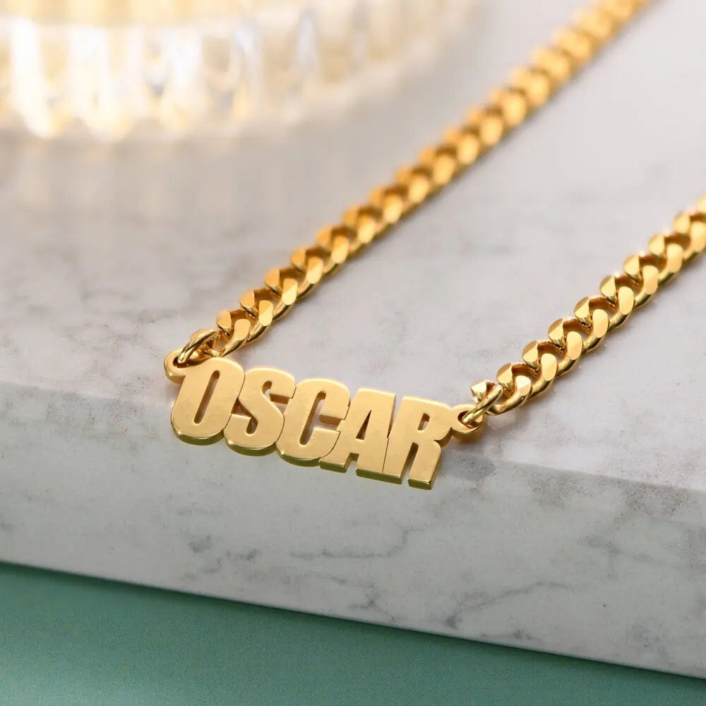 Custom Name Necklaces Pendants Women Men Stainless Steel Jewelry Cuban Chain Per