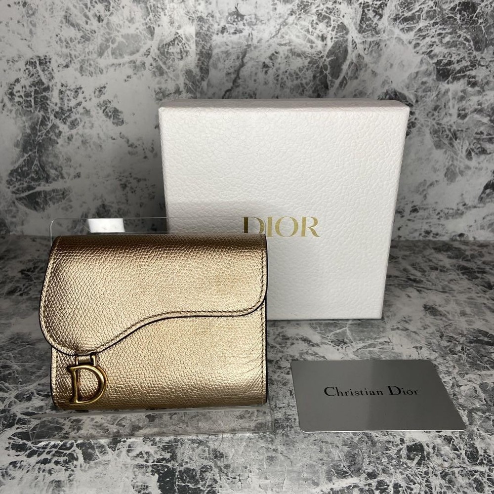 Dior Christian Compact Folding Wallet in Leather