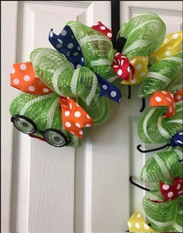 Back to School Mesh Bookworm Wreath for Teachers and Libraries  -image