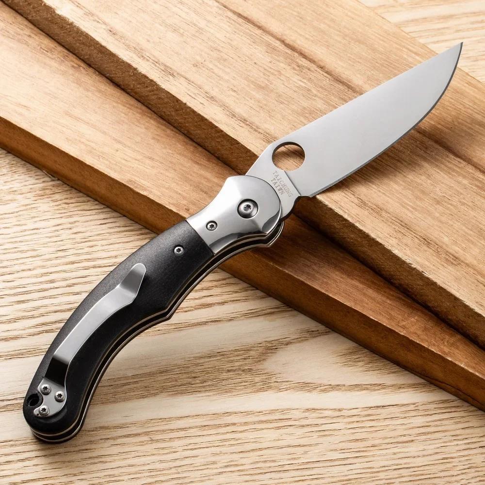 Carbon Steel Folding Blade Knife Black Handle Outdoor Hunting Tool Rescue Knives