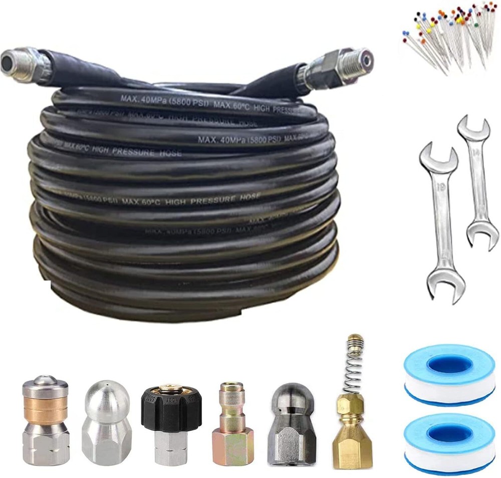 Drain ... Sewer Jetter Nozzles Kit 150 FT Sewer Jetter Kit for Pressure Washer .