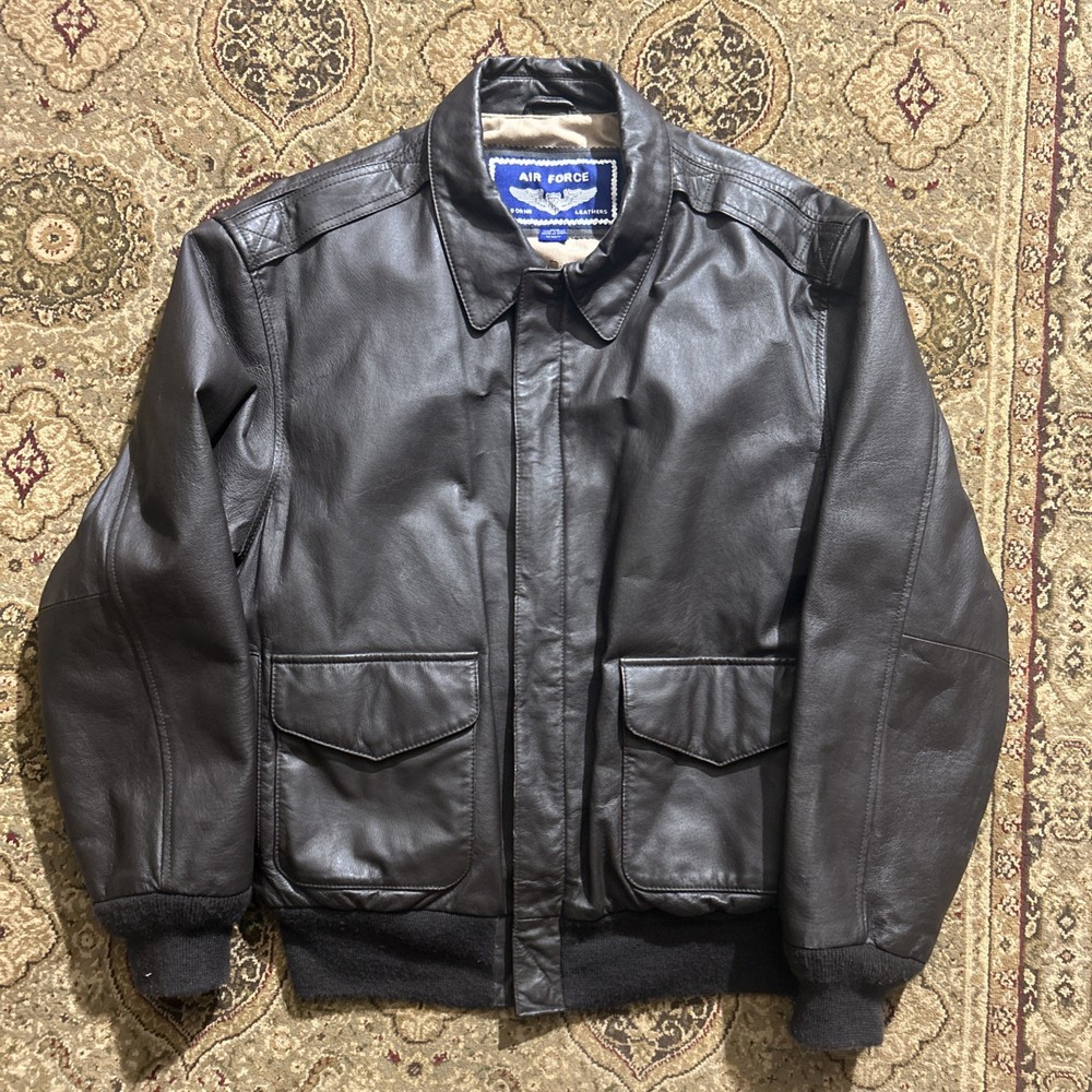 Vintage Air Force Airborne Genuine Leather Bomber Style Jacket Size Large