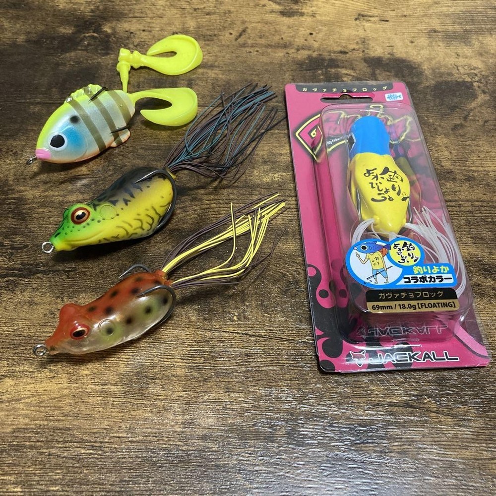 DAIWA Jackall Frog Lure Set of 4 Gaba Chou Fishing Tackle with Box