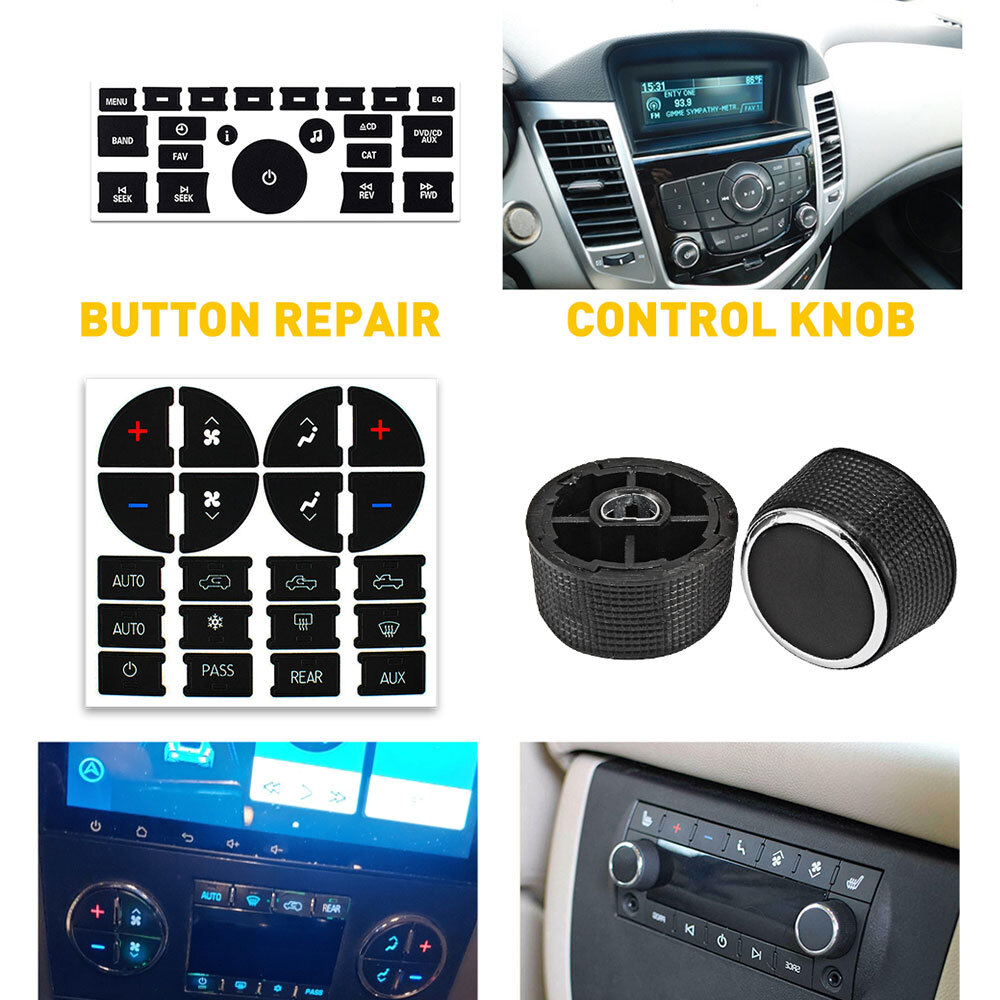 1/2set A/C Climate Control Audio Knobs + Radio Button ReSticker Car Interio M