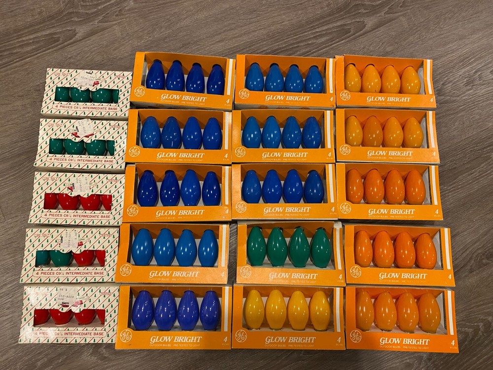 Vintage 3” C9 Christmas Replacement Bulbs GE Liberty Bell Lot of 80 – 20/4 packs