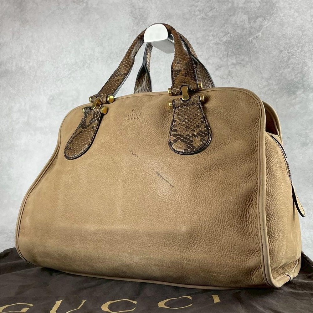 GUCCI Authentic Leather Beige Tote Bag G05162342