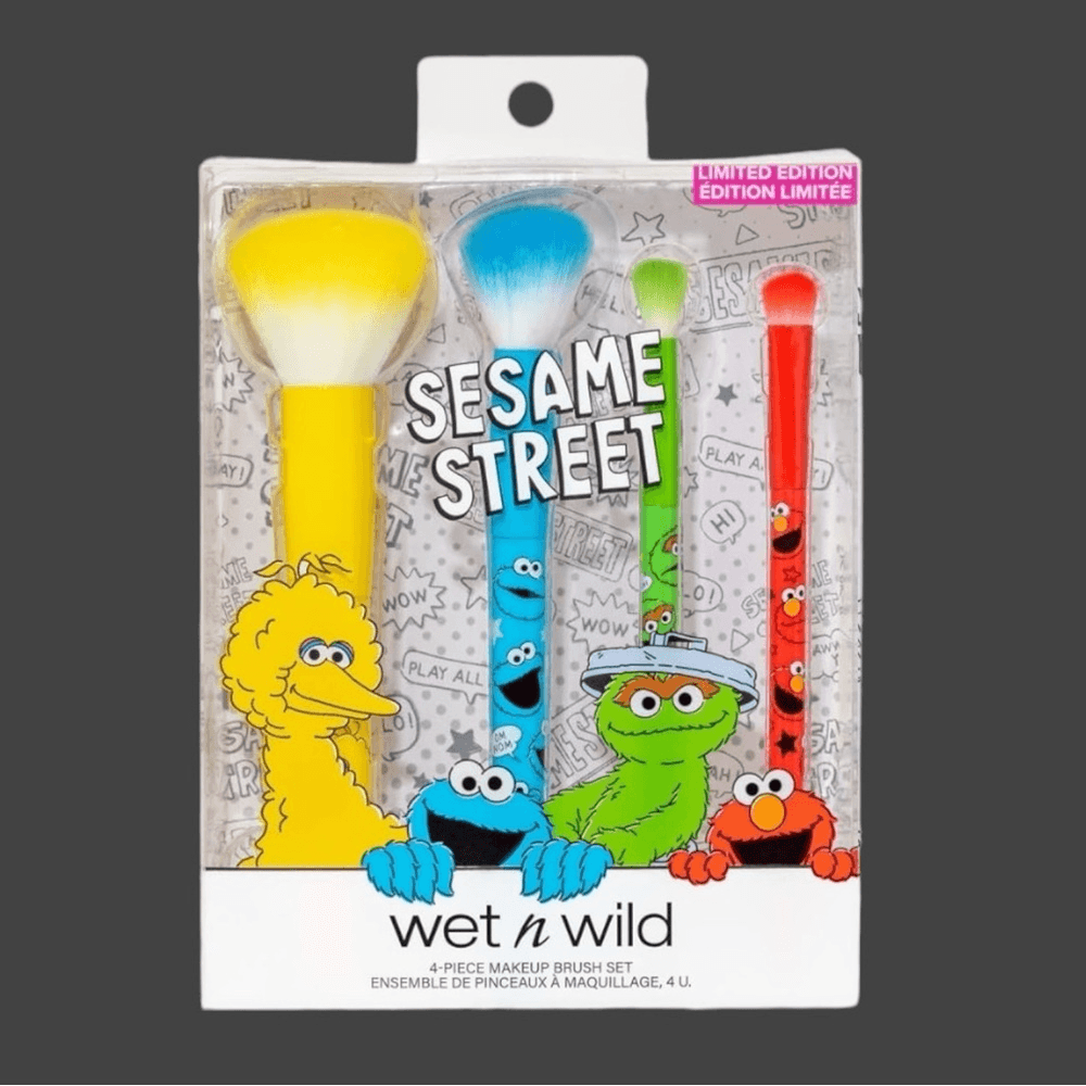New In Box Wet n Wild Limited Edition Sesame Street, 4-Piece Makeup Brush Set