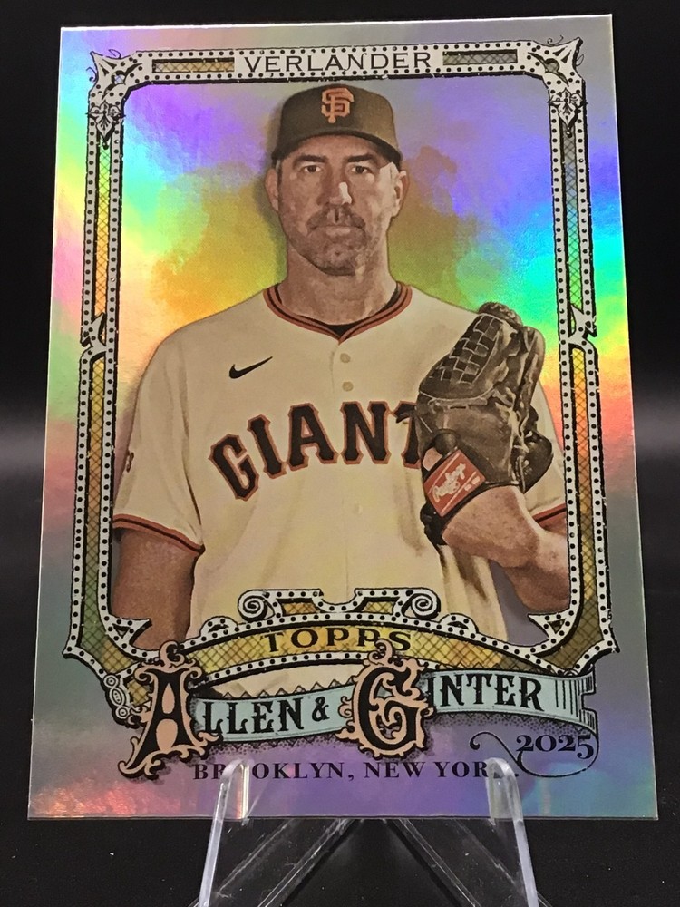 2025 Topps Allen & Ginter Silver Portrait Parallel #66 Justin Verlander, San Fra