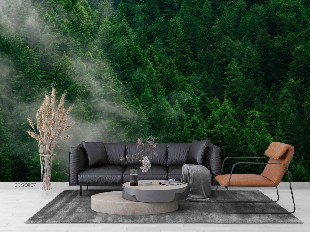 3D Green Pine Forest Landscape Wall Murals Wallpaper Murals Wall Sticker