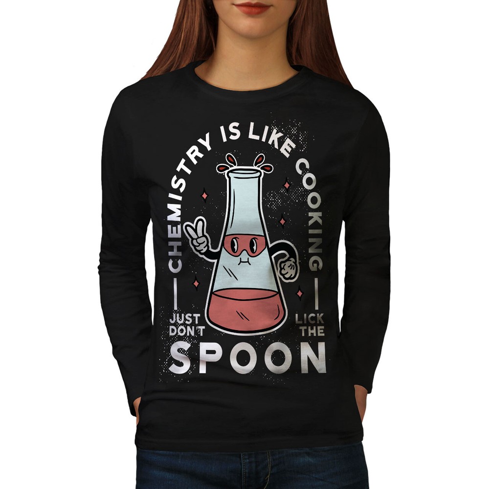 Wellcoda Chemistry Is Like Cooking Beaker Cartoon Womens Long Sleeve T-shirt