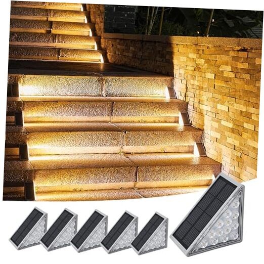 Solar Stair Lights Outdoor Outdoor Solar Lights Waterproof 6 Pack Warm White